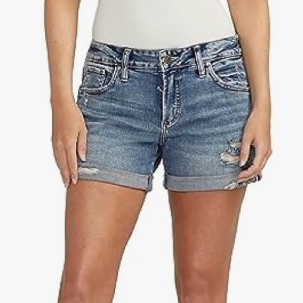 Silver Jeans Co. Women's Beau Boyfriend Short‎ Blue 18W Stitch Fix Nwt